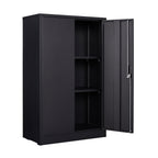 Black Metal Storage Cabinet with Locking Doors and Adjustable Shelf, Folding Filing Locker for Home Office, School, Garage, Steel Construction, 13.78 x 25.60 x 41.97 Inches
