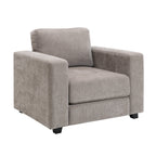 Mid-Century Modern Oversized Accent Chair with Widen Arms, Light Brown Chenille Fabric Upholstered Armchair for Living Room Bedroom Office, 7-Inch Thick Cushion, Solid Wood Legs