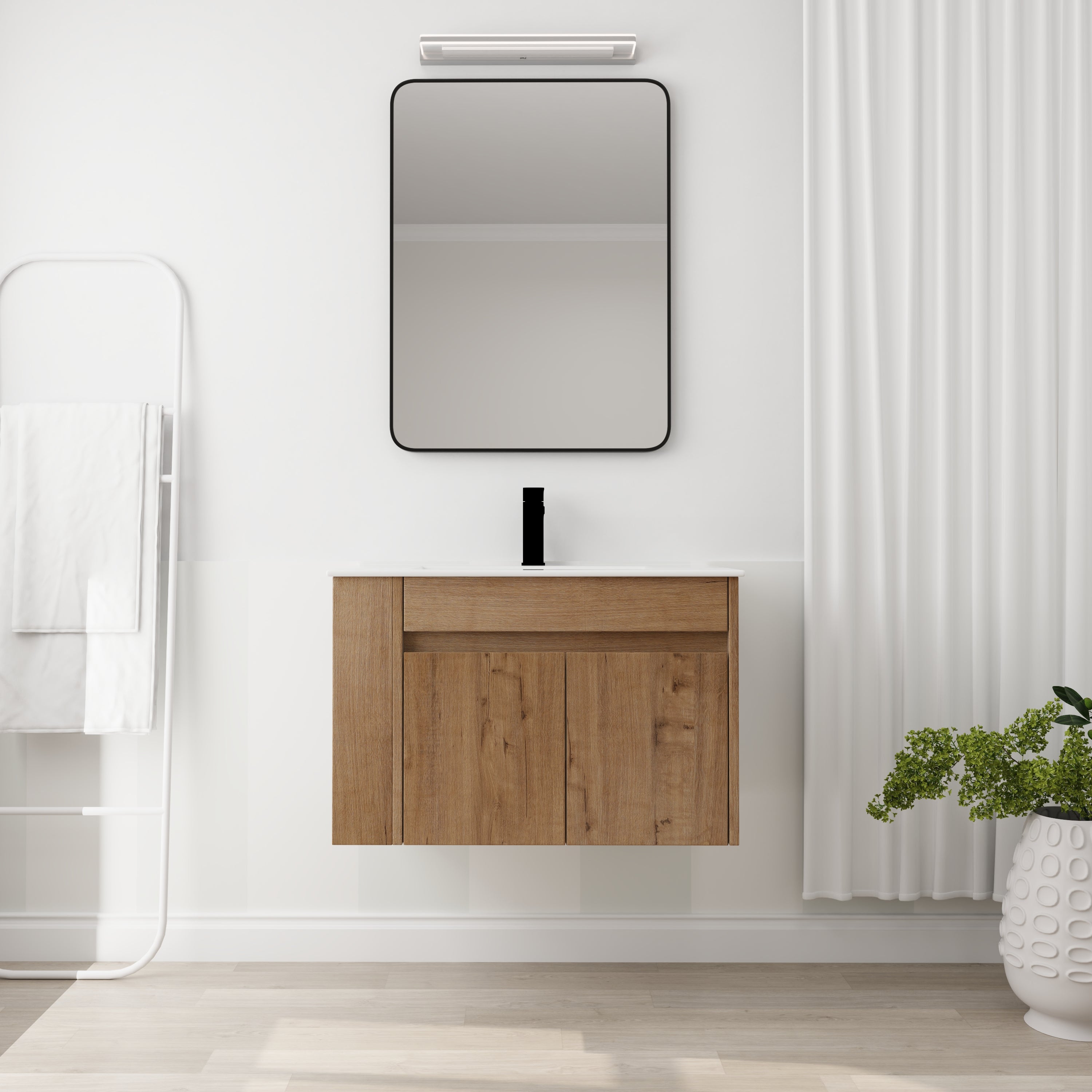 30 Inch Bathroom Vanity With White Ceramic Basin and Adjust Open Shelf(KD-PACKING) Secondary image