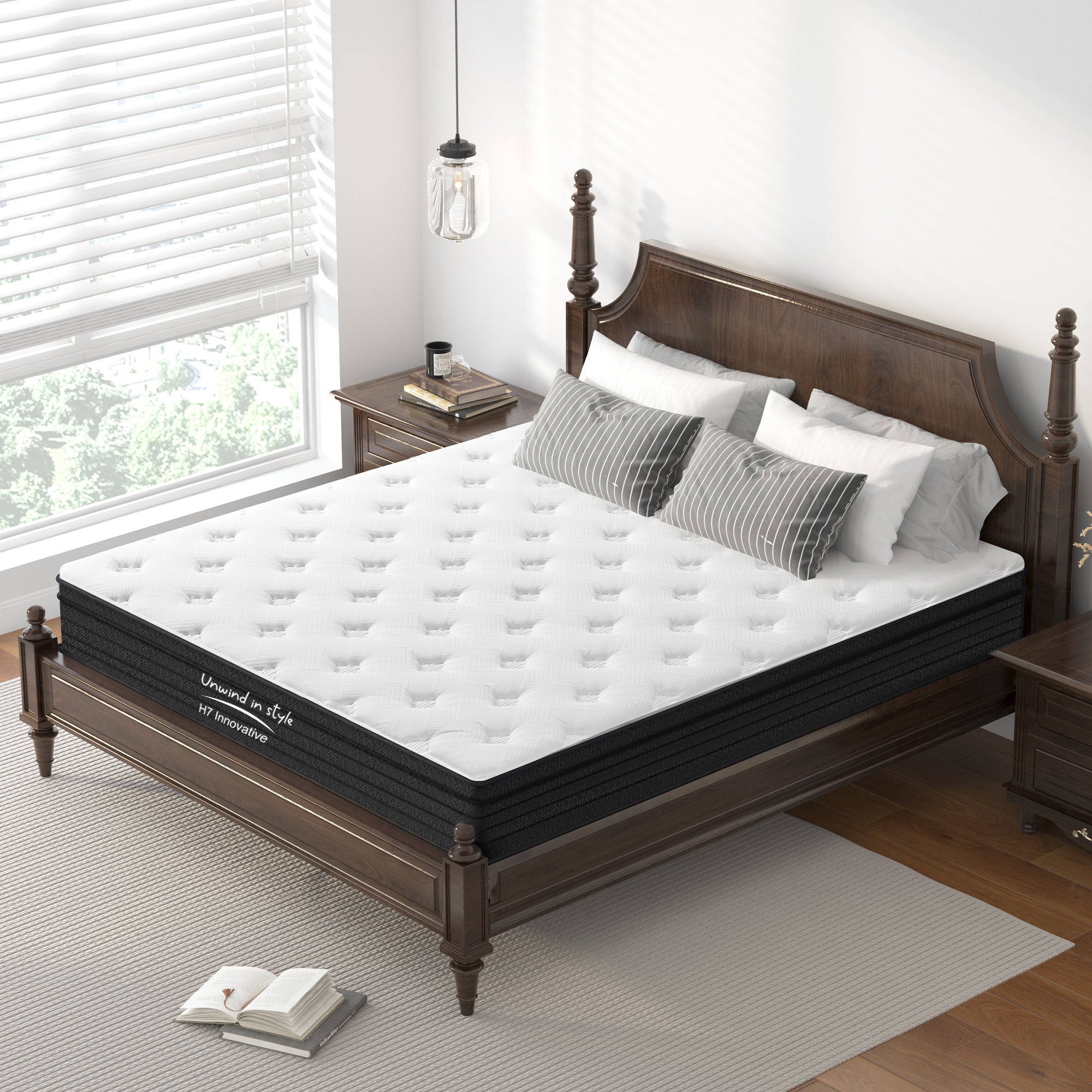 Queen Size Mattress,12 Inch Hybrid Mattress, Individually Pocketed Innerspring, Medium Firm Main image