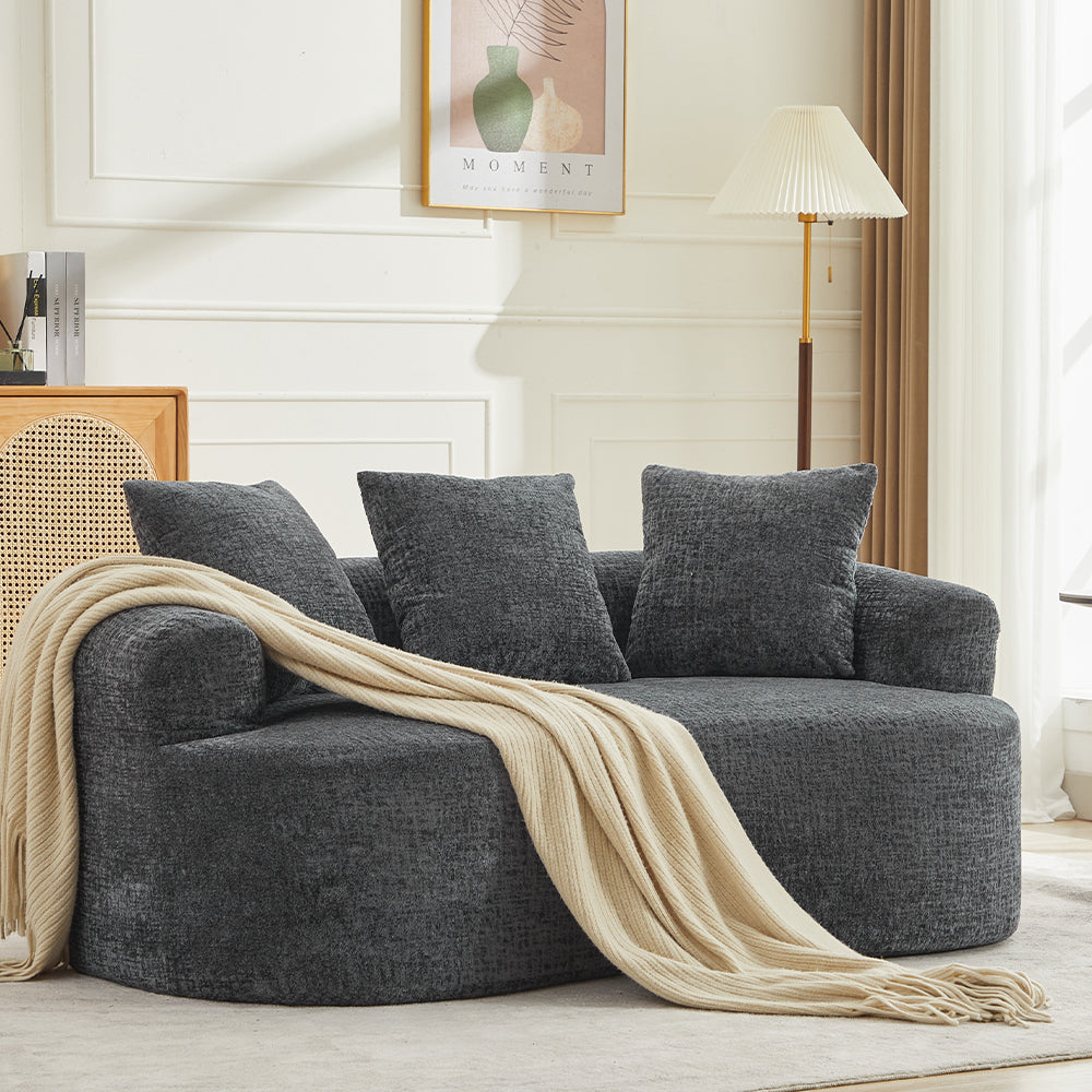 Curved Loveseat, Small Chenille Sofa with 3 Pillows, Deep Seat Couch for Apartment, Living Room, No Assembly Needed Main image