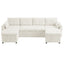 Modern U-shaped Sectional Sofa Bed with Storage and USB Ports, Beige Teddy Fabric, 107'