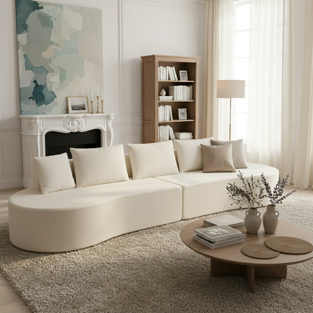 138.6' Modern Curved Modular Sectional Sofa with High-Density Fully Compressed Sponge, 2-Piece Set, Fully Assembled Left/Right Hand Facing, Perfect for Living Room, Lounge Secondary image