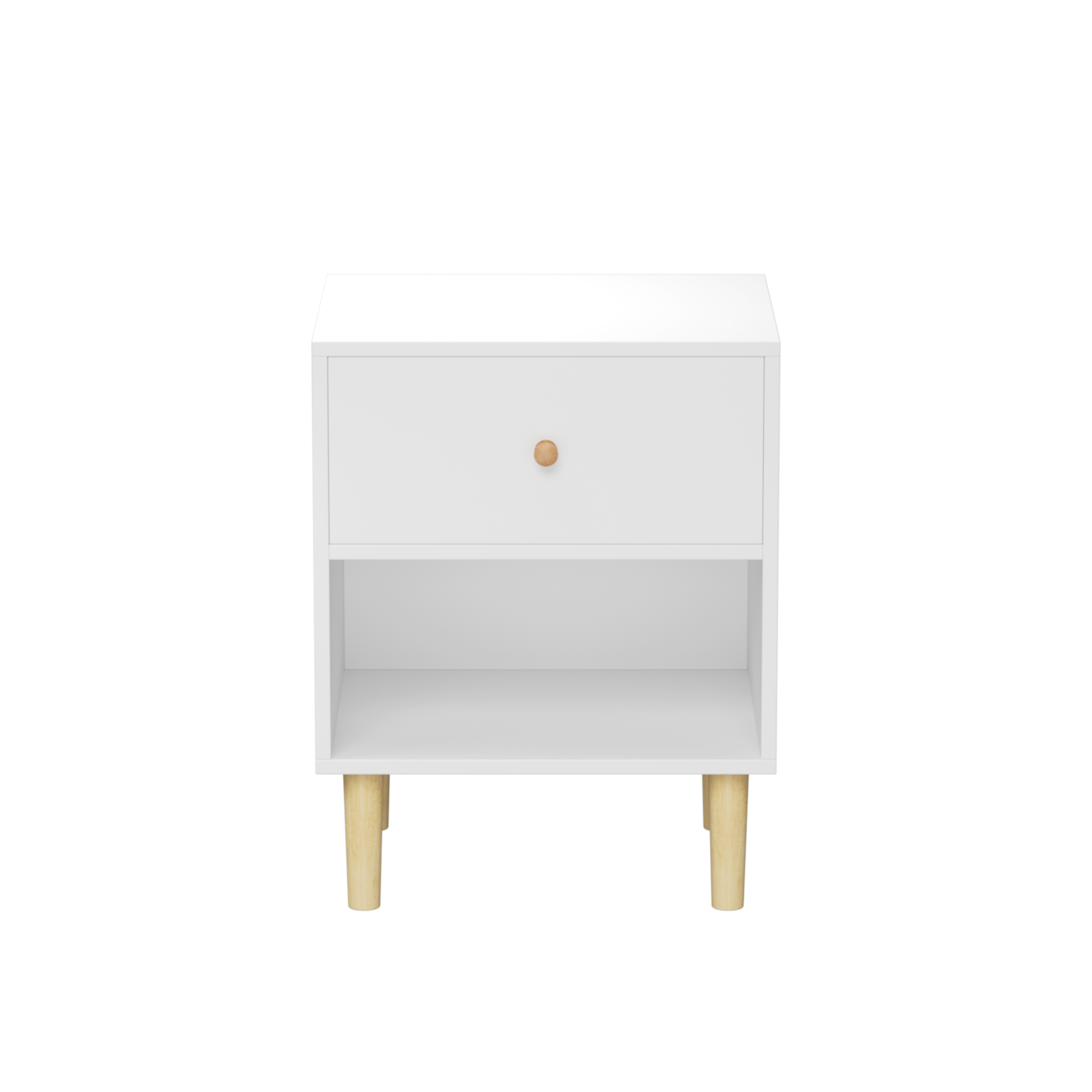 23.22''H White MDF Wooden Nightstand with One Drawer and One Shelf for Kids and Adults Main image