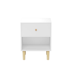 23.22''H White MDF Wooden Nightstand with One Drawer and One Shelf for Kids and Adults