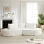 106.3-inch V-shaped modular sofa set in chenille fabric, featuring three throw pillows and two curved ottomans, perfectly suited for living rooms, bedrooms, and offices.beige
