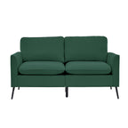 TS Nordic Retro Green Leather Upholstered Sofa Loveseat, Casual Living Room Balcony Bedroom Single Chair with Overstuffed Pillows