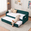 Twin Upholstered Daybed Frame with Trundle, Twin Size Sofa Bed for Bedroom Living Room Guest Room, Wood Slat Support,Emerald