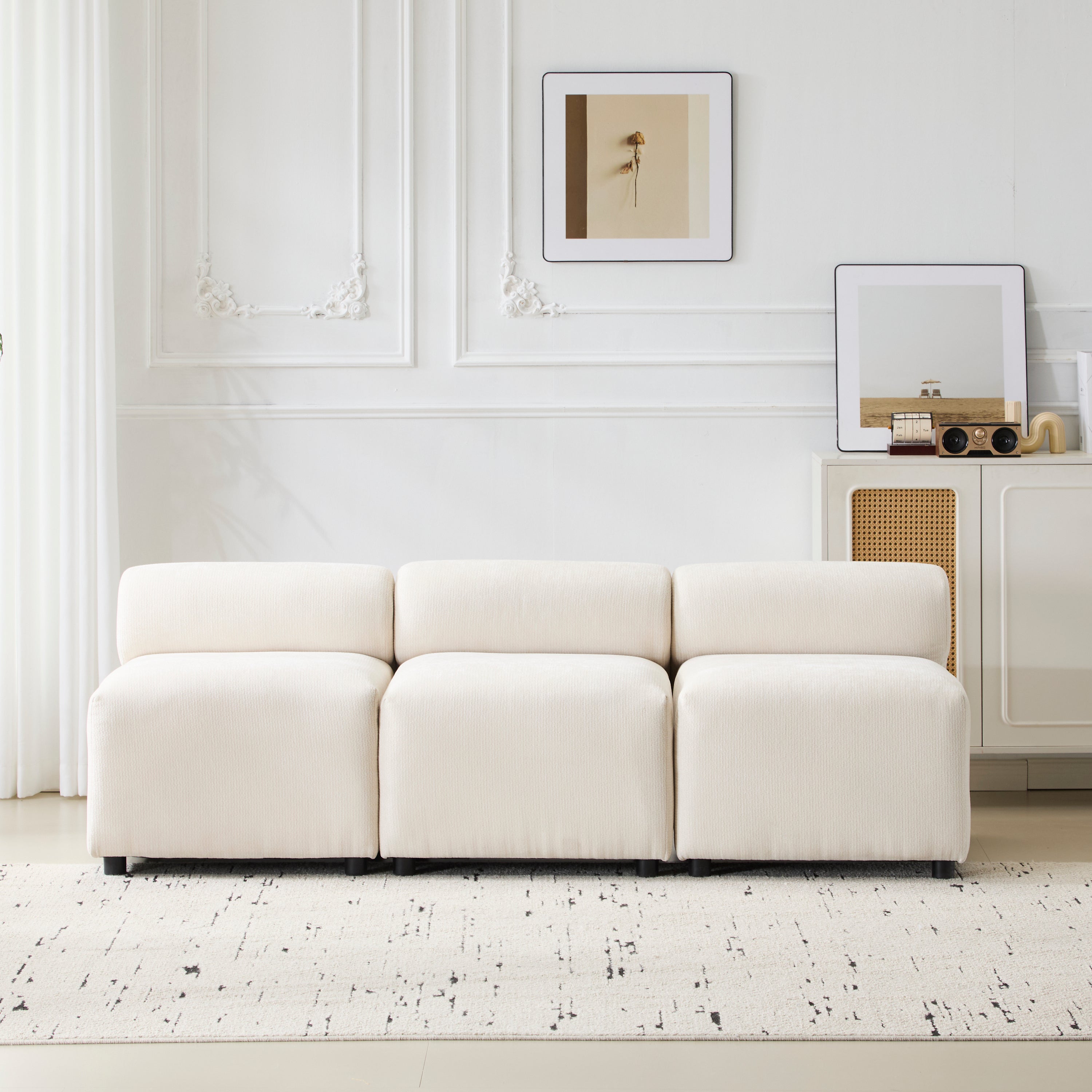 Evelyn 78 in.Armless 3-Piece 3 Seater Modular Couch Sectional Chenille Sofa for Living Rooms,Bedrooms,Apartment Office Main image