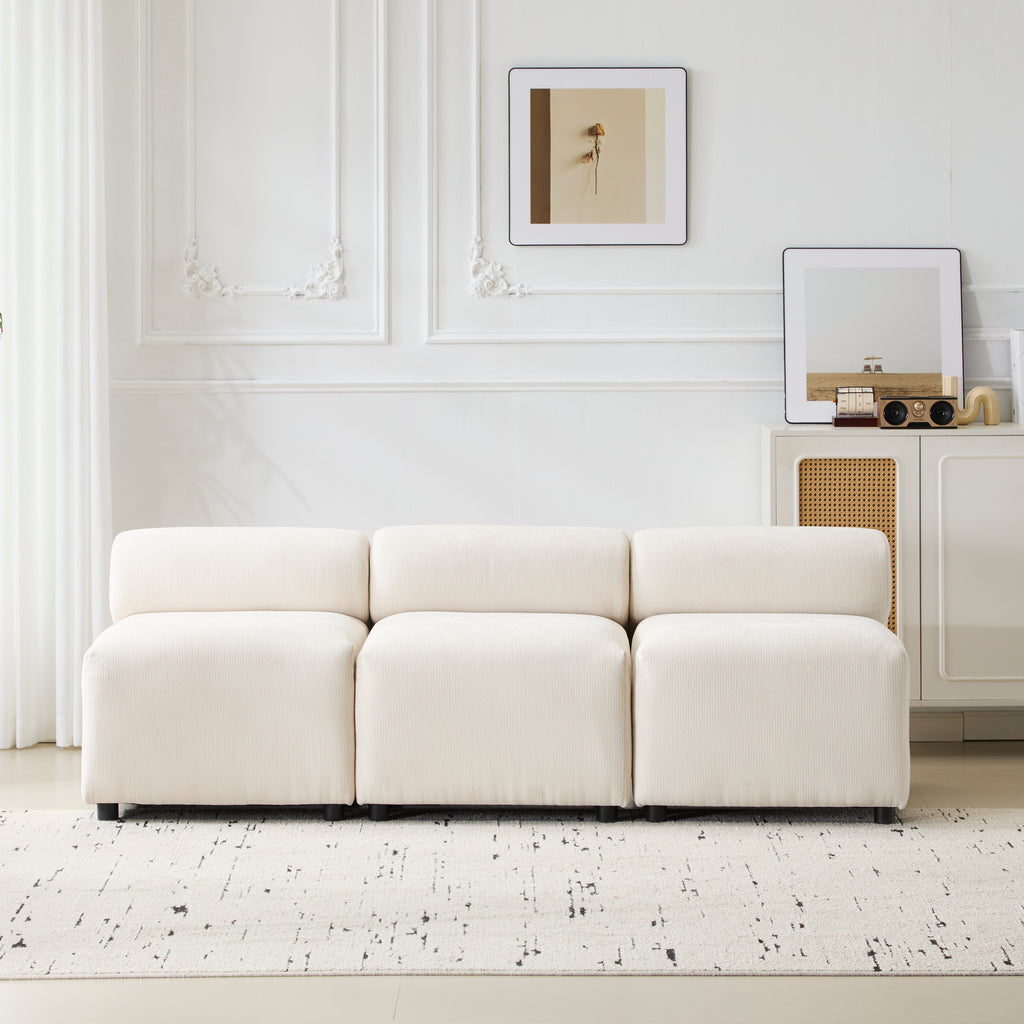 Evelyn 78 in.Armless 3-Piece 3 Seater Modular Couch Sectional Chenille Sofa for Living Rooms,Bedrooms,Apartment Office