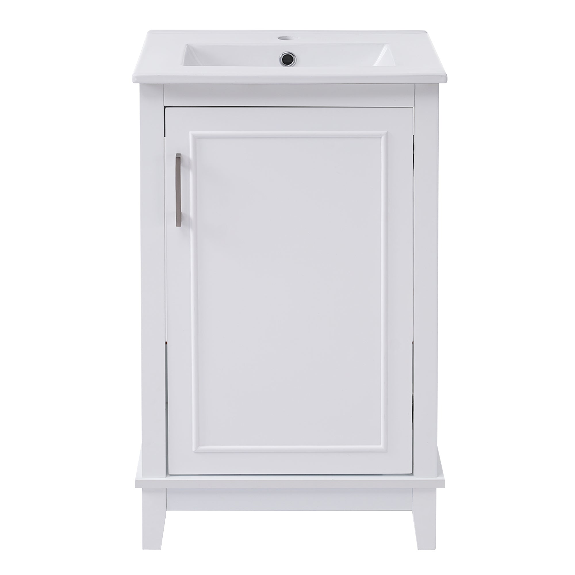 Viedo Modern Small Bathroom Vanity Cabinet with Ceramic Basin - White, Solid Wood/MDF, 20x14.5x33.3 Inches Main image