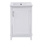 Viedo Modern Small Bathroom Vanity Cabinet with Ceramic Basin - White, Solid Wood/MDF, 20x14.5x33.3 Inches