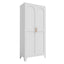 71'' 2 Shapely Doors Cabinet, Metal Storage Cabinet with Doors and Adjustable Shelves, for Bedroom, Living Room, Kitchen (White)