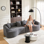 Curved Boneless Sofa,Compression Modular 106'' Sectional,Grey High-Density,Couches Sleeper for Living Room Bedroom Apartment Lounge,Chenille