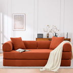 Folding Sofa Bed, 63' Convertible Couch Bed with 2 Pillows, Fold Out Couch, Foam Spring Floor Mattress, Futon Couch for Living Room, Office, Apartment