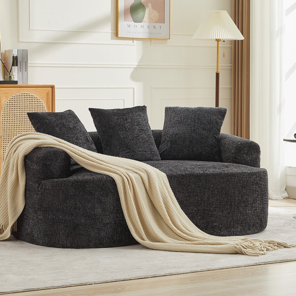 Curved Loveseat, Small Chenille Sofa with 3 Pillows, Deep Seat Couch for Apartment, Living Room, No Assembly Needed Main image