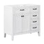 36' Modern Bathroom Vanity Base Only with Drawers, White Painted Solid Rubber Wood & MDF Cabinet, Freestanding Design