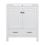 Transitional 30-Inch White Bathroom Vanity with Single Sink, Solid Wood Frame, Soft Closing, Multifunctional Storage