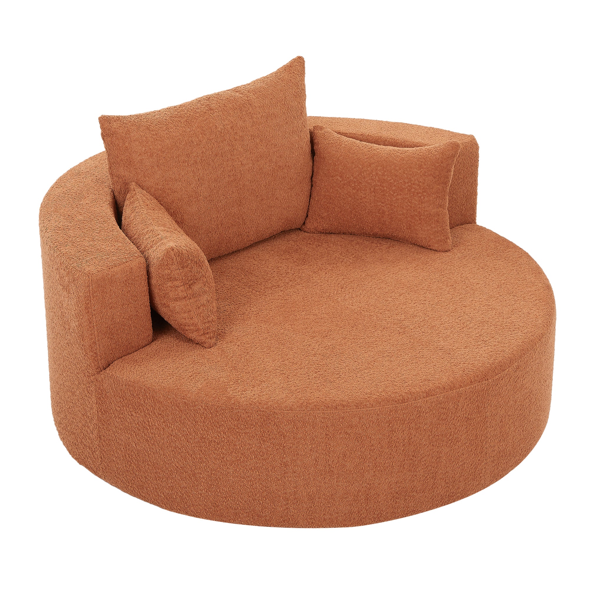 360° Swivel Accent Barrel Chair with Removable Pillows, Orange Red Chenille, 56.3 Inch Main image