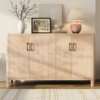 Mirod Farmhouse Style 4-Door Cabinet with Natural Distressed Finish, A Rustic Accent for Entryways or Small Spaces