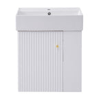 Modern Floating Bathroom Vanity with Ceramic Basin and Right Side Storage - 21.6 inch, White, MDF and Ceramic