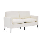 TS Cat Paw Leather Upholstered Loveseat, Nordic Retro Light Luxury Cream White Sofa Chair for Living Room Balcony Bedroom, Soft Fabric with Sturdy Frame