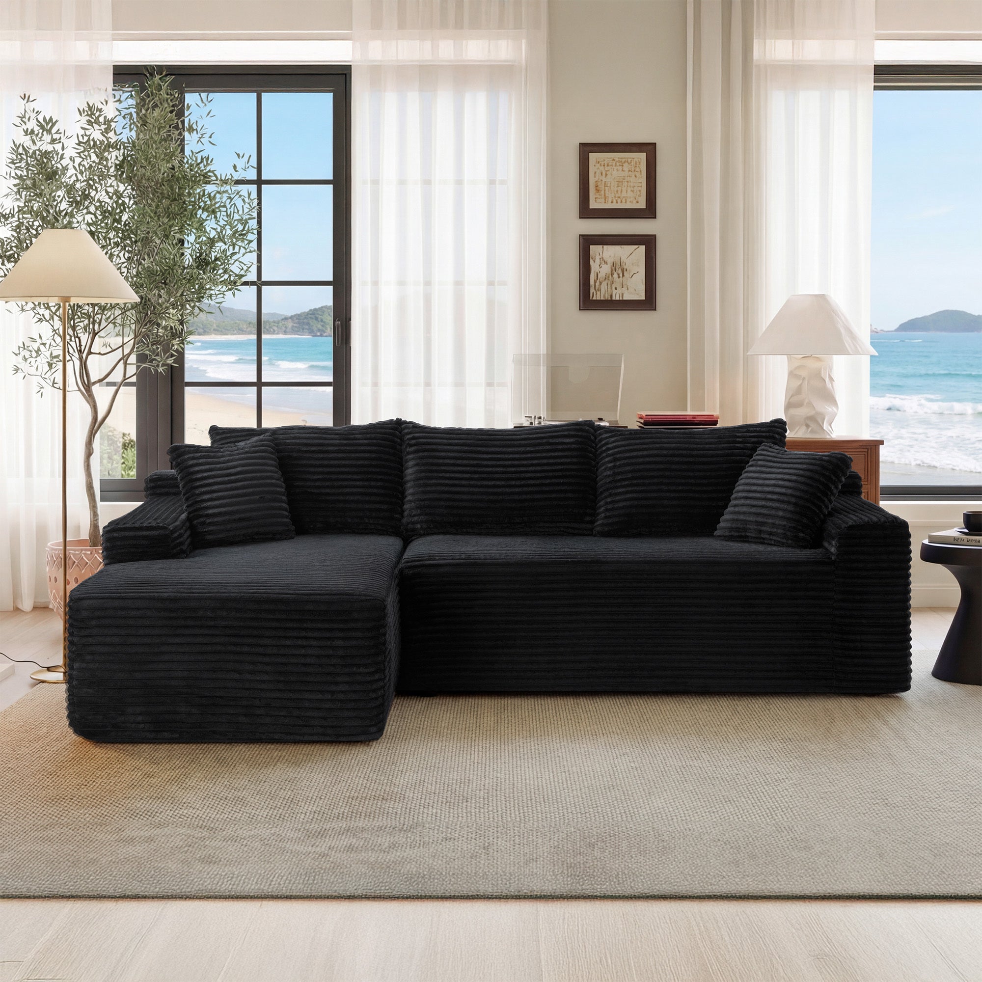 94.5' Cloud Modular Sectional Sofa Couch with L-Shape Chaise,Modern Minimalist Upholstered Couches for Living Room Bedroom,Deep Seat Corner Couch,No Assembly Required Main image