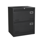 Modern Black Metal 2 Drawer Lateral File Cabinet with Lock for Home Office Use