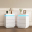 (Set of 2)End Table with Fast USB C Charging Station, Sofa Side Table with 2 Drawers and LED lights, Large Storage Modern Wood Storage Cabinet for Living Room,Bedroom,Office, White