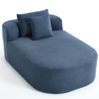 Blue Oversized Corduroy Chaise Lounge Sofa Bed with Deep Seat and Soft Pillows, 67.5'' Long, 46'' Wide Seat, No Assembly Required