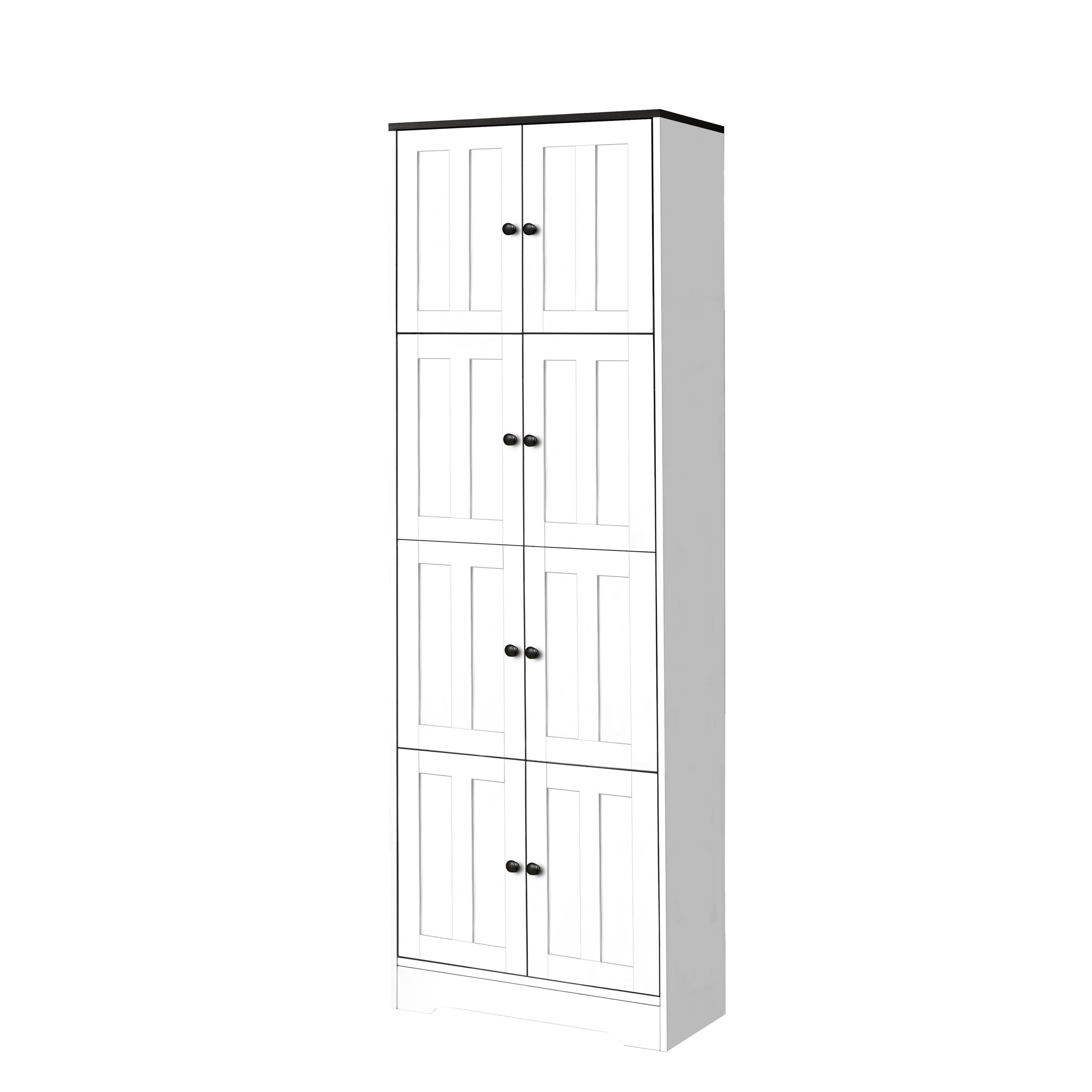 Tall Storage Cabinet with 8 Doors and 4 Shelves, Wall Storage Cabinet for Living Room, Kitchen, Office, Bedroom, Bathroom, White Main image