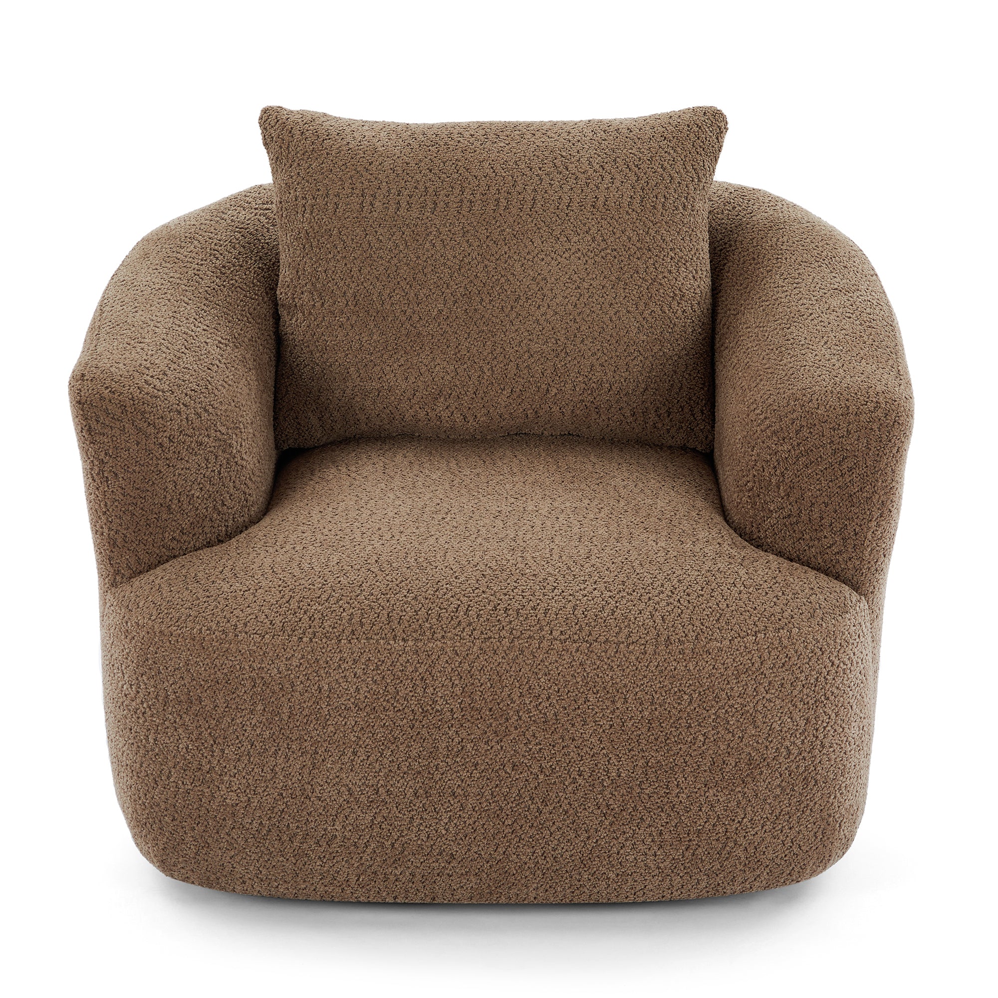 Chenille Upholstered 360° Swivel Chair with Throw Pillow, Dark Brown, 38.2' Accent Chair Sofa for Living Room and Office Main image