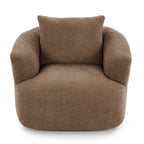 Chenille Upholstered 360° Swivel Chair with Throw Pillow, Dark Brown, 38.2' Accent Chair Sofa for Living Room and Office