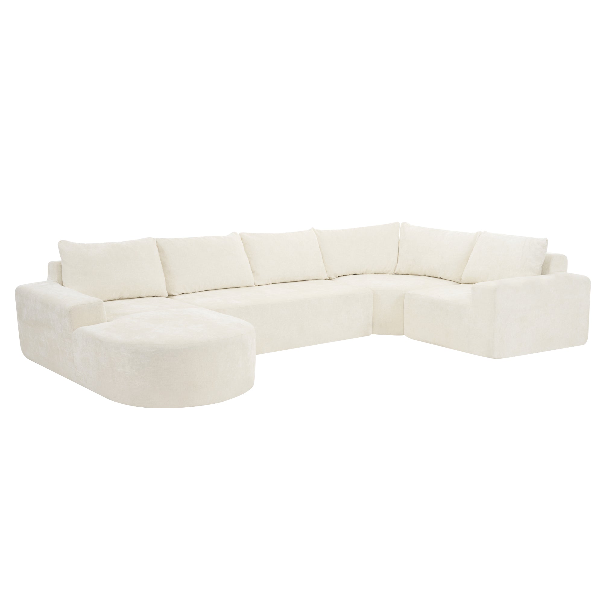 Beige Oversized Modular Cloud Sectional Sofa Set with Deep Seat Upholstered in Chenille Fabric Main image