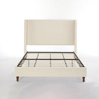 Harper Tall Headboard Upholstered Bed in Ivory Boucle with Elegant Simplicity, 54' High, No Box Spring Needed, Easy Assembly, California King Size