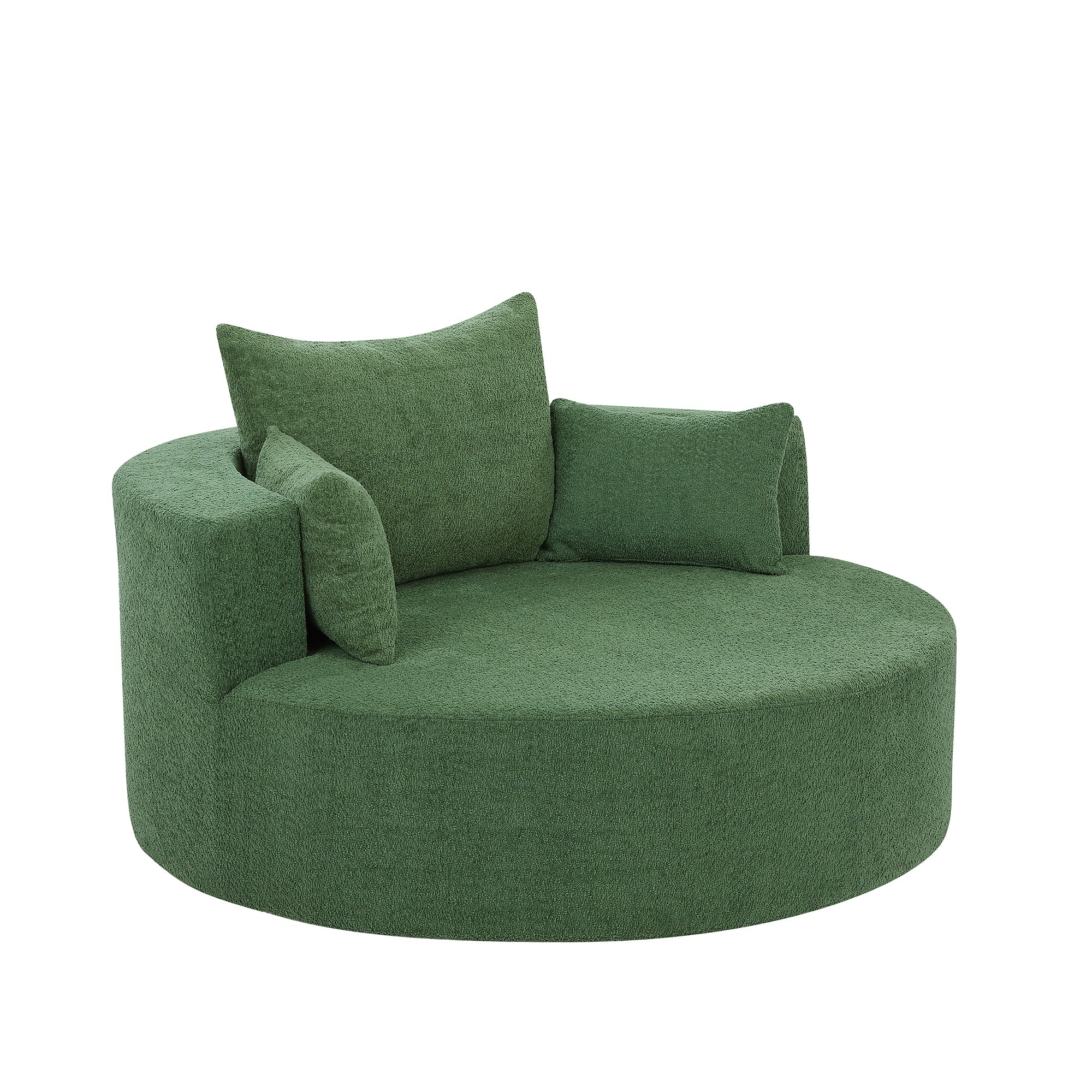 Modern 360° Swivel Accent Barrel Chair with Removable Pillows in Green Chenille for Living Room and Office Main image