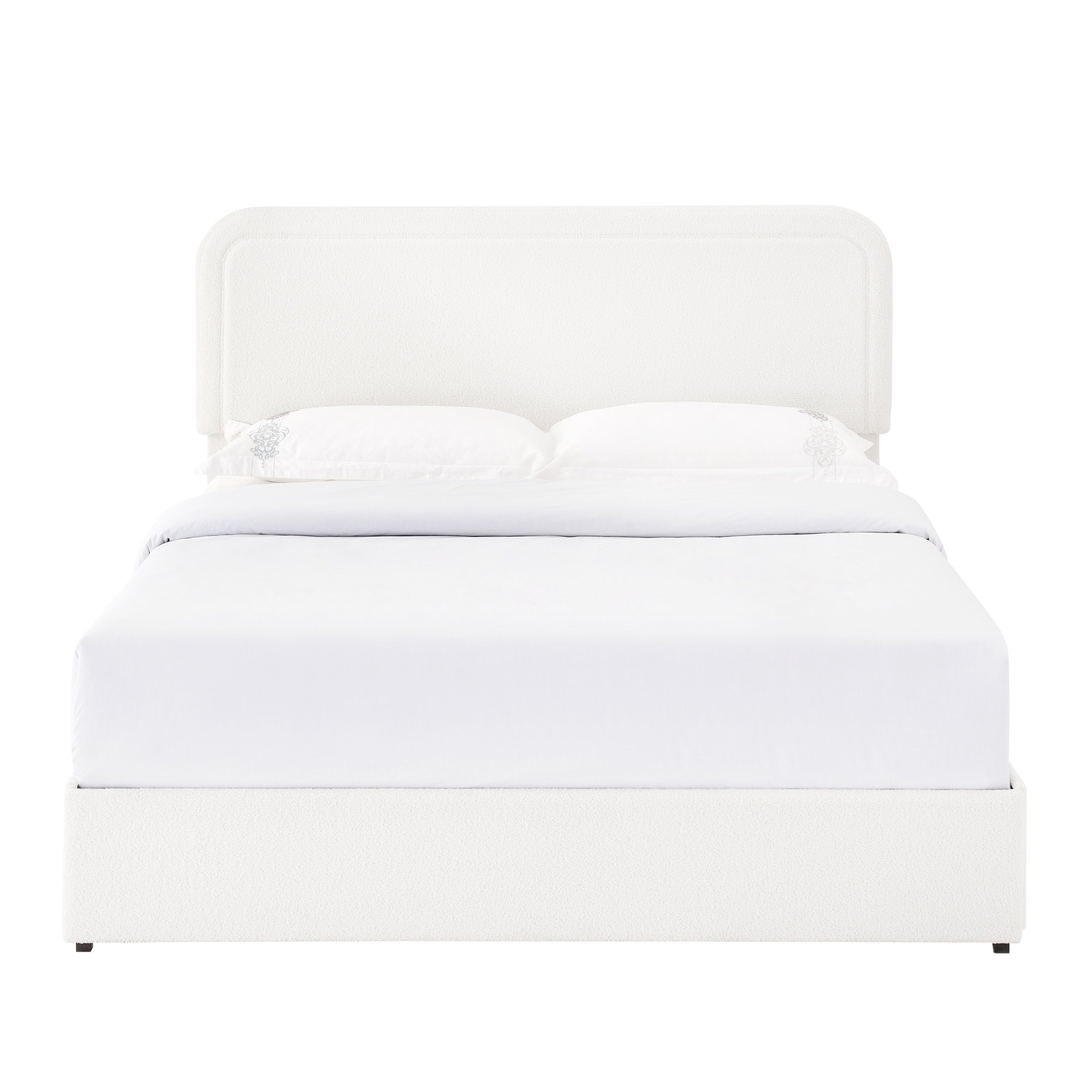 Liv Queen Size Ivory Boucle Upholstered Platform Bed with 4-Drawer Storage and Adjustable Tufted Headboard Main image