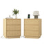 (Set of 2)End Table with Fast USB C Charging Station, Sofa Side Table with 3Drawers, Large Storage Modern Wood Storage Cabinet for Living Room,Bedroom,Office, Natura;