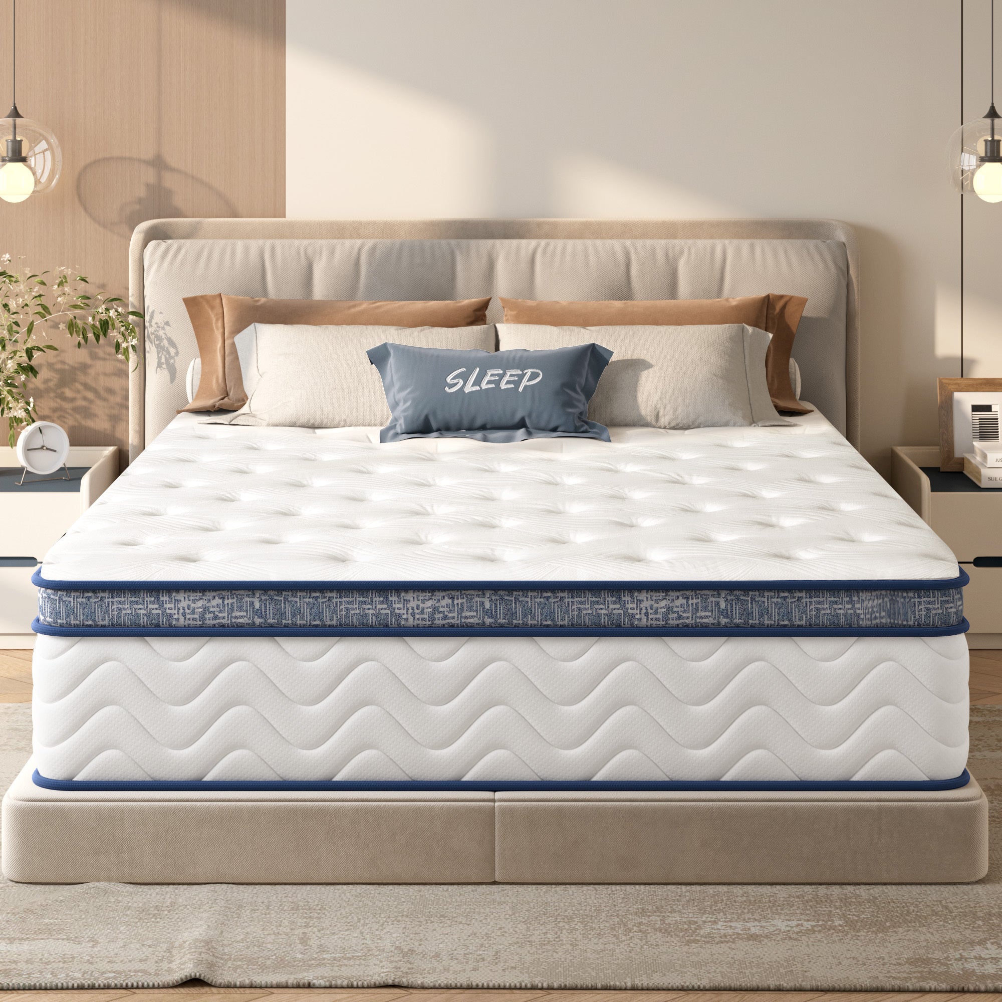 Queen Size Mattress,12 Inch Hybrid Mattress, Individually Pocketed Innerspring, Medium Firm Main image