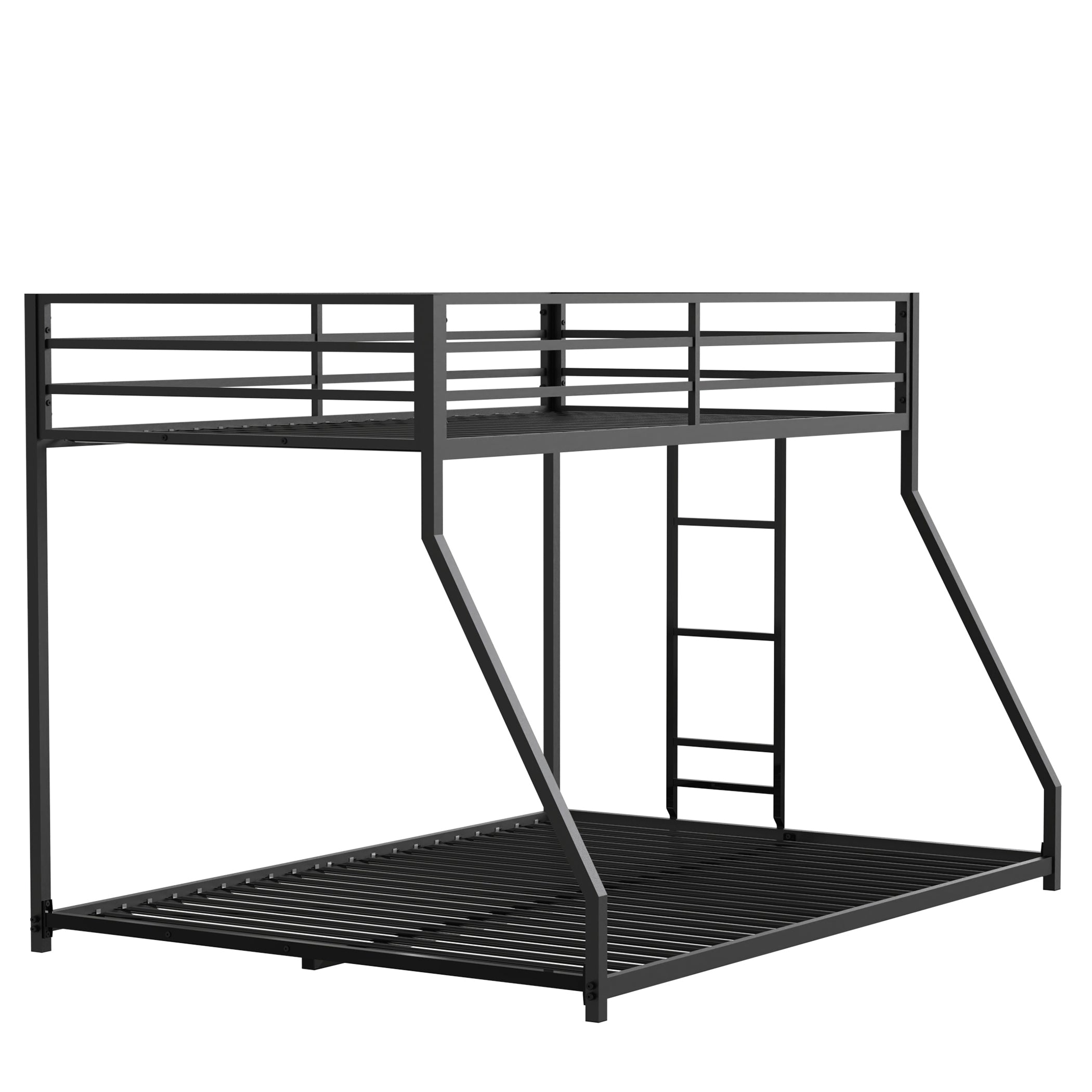 Adam Sturdy Twin Over Full Bunk Bed Metal Black for Kids and Adult, Low Profile Twin Over Full Bunk Bed with Ladder and Guardrails, Easy Climbing, Beds for Bedroom Main image