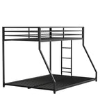 Adam Sturdy Twin Over Full Bunk Bed Metal Black for Kids and Adult, Low Profile Twin Over Full Bunk Bed with Ladder and Guardrails, Easy Climbing, Beds for Bedroom