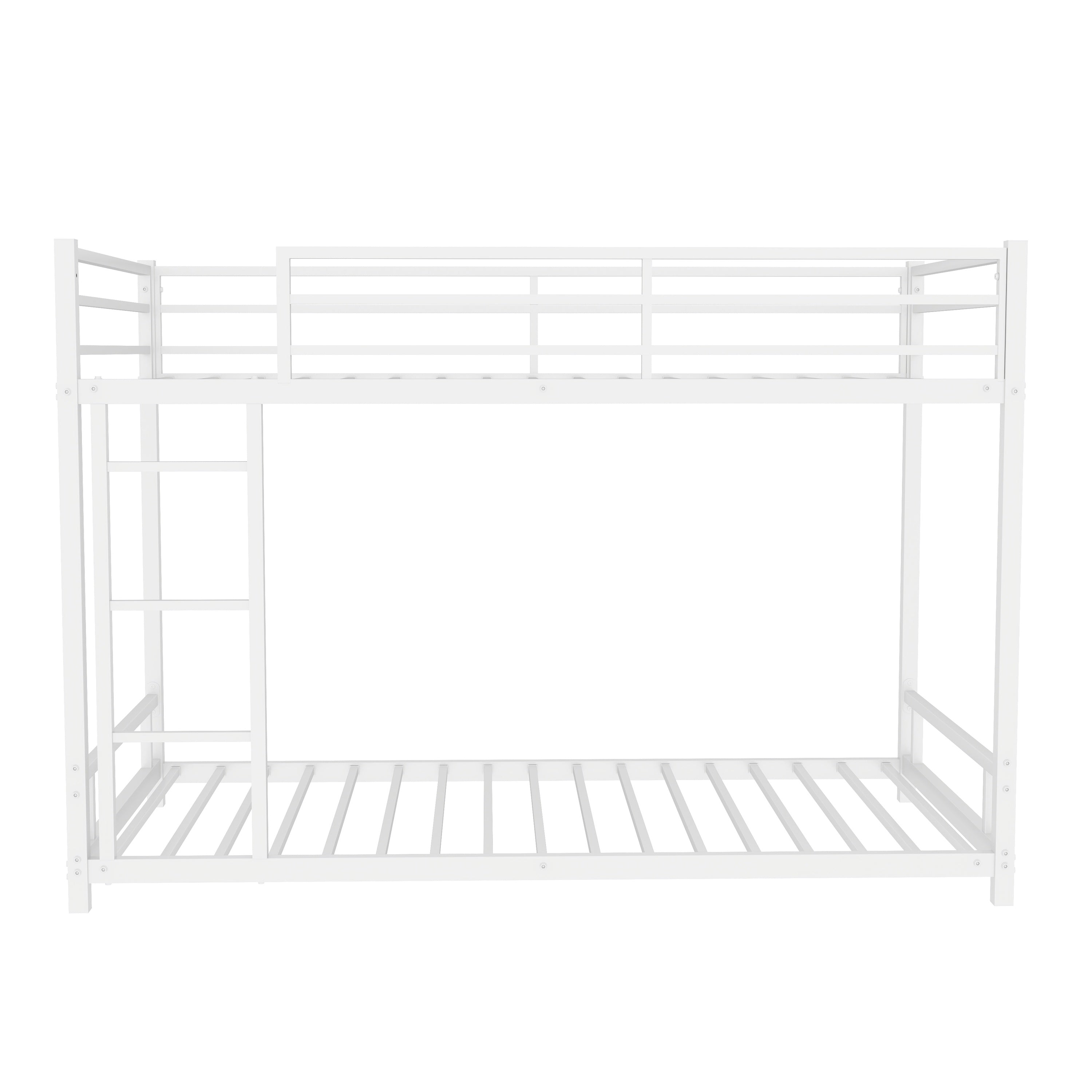 Metal Twin over Twin Bunk Bed with Noise Reduction and Safety Guardrail, White Main image