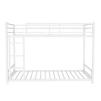 Metal Twin over Twin Bunk Bed with Noise Reduction and Safety Guardrail, White