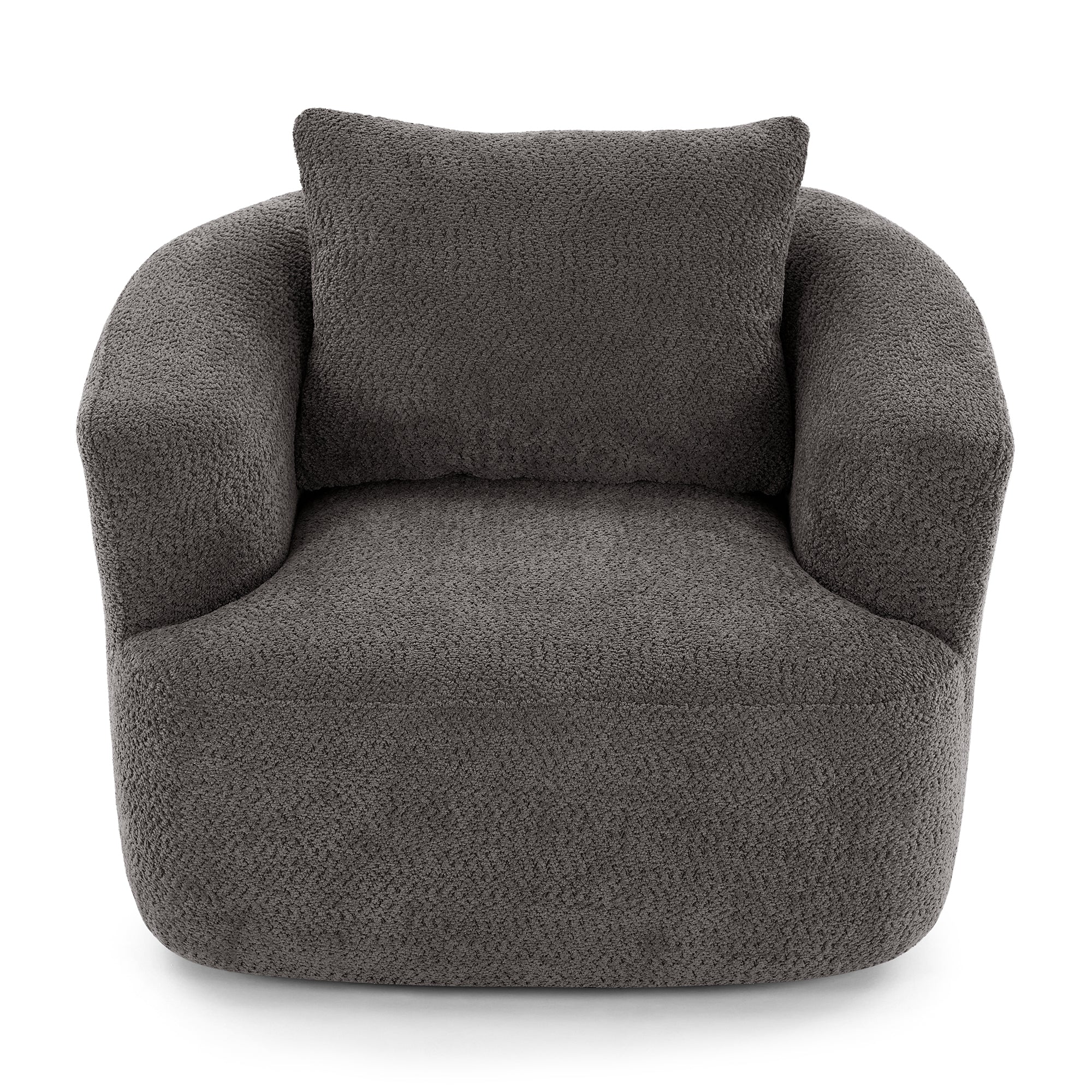 Chenille Upholstered 360° Swivel Barrel Sofa Chair with Throw Pillow, Grey, 38.2' Accent Chair for Living Room, Bedroom, Office and Hotel Main image