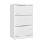 Contemporary White Metal Lateral File Cabinet with Lock, 3 Drawer Office Storage for Legal/Letter/A4/F4