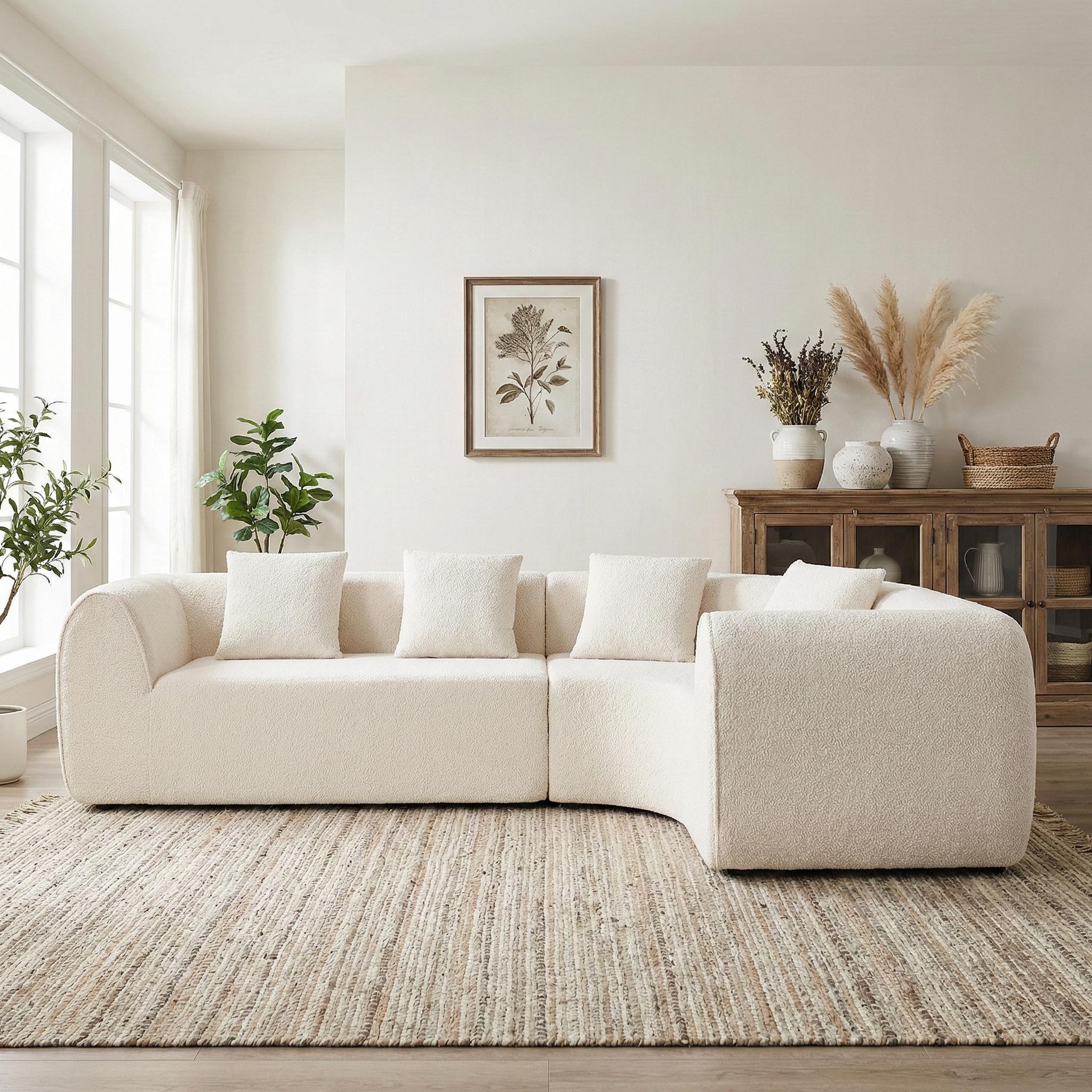 110' Modern Curved L-Shaped Modular Sectional Sofa with High-Density Fully Compressed Sponge, 2-Piece Set, Fully Assembled Right Hand Facing, Perfect for Living Room, Lounge