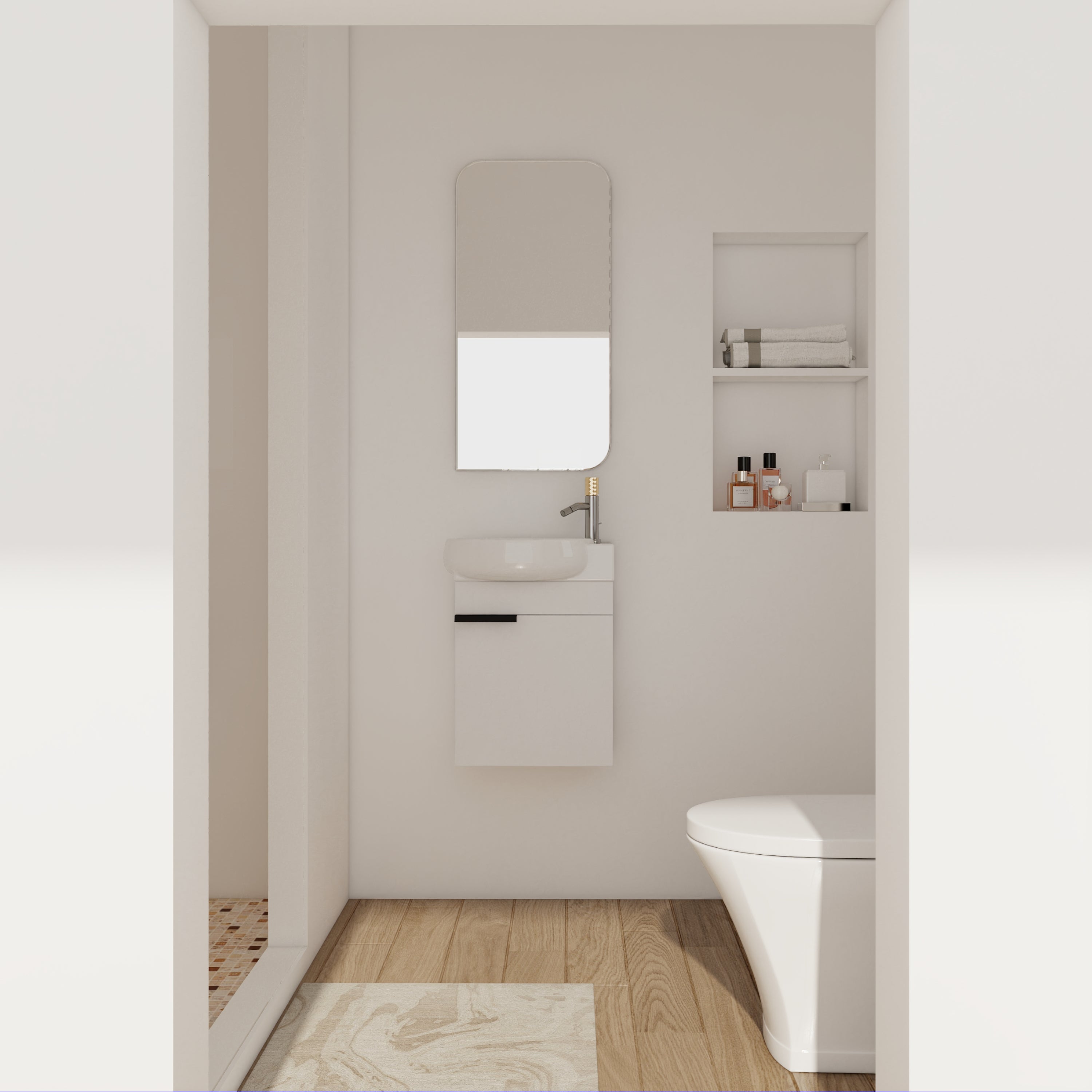 Soft Close Doors Bathroom Vanity With Sink,16 Inch  For Small Bathroom Secondary image