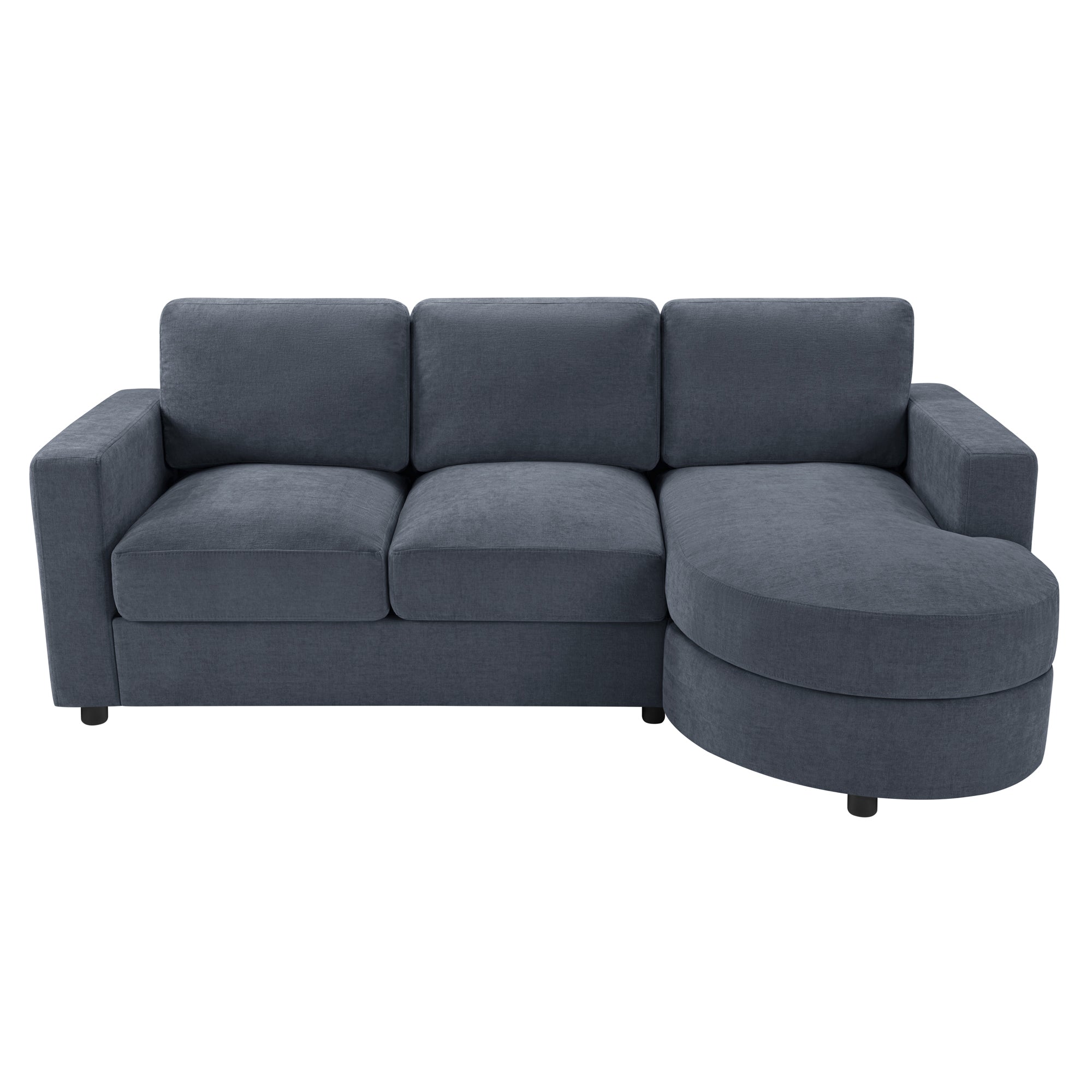 Modern Blue Chenille L-shaped Sectional Sofa with Curved Chaise, USB Ports, and Side Storage Pockets, 84.6' x 51.2' Main image