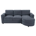 Modern Blue Chenille L-shaped Sectional Sofa with Curved Chaise, USB Ports, and Side Storage Pockets, 84.6' x 51.2'