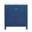Transitional Blue Bathroom Vanity with Single Ceramic Sink and Solid Wood Frame, 30 Inches
